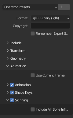 Blender glTF Exporter - Skinning