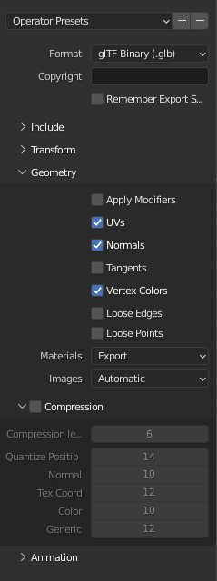 Blender glTF Exporter - Compression