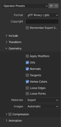 Blender glTF Exporter - Geometry