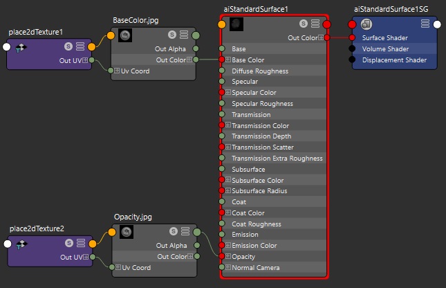 glTF AiStandardSurface hypershade base color and alpha maps split